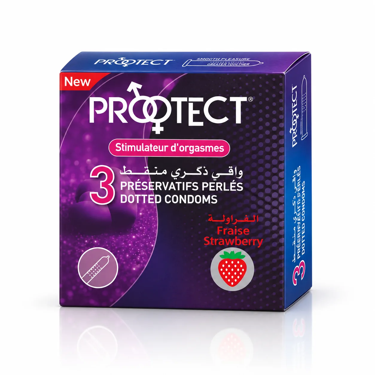 PRESERVATIFS PROTECT X 3 FRAISE ( DOTTED/PERLÉS )
